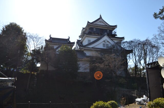 岡崎城の復興天守と青空