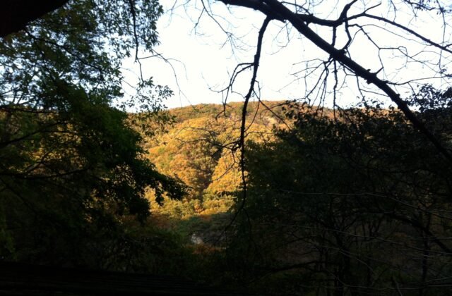 韓國京畿道東豆川逍遙山秋日紅葉山谷