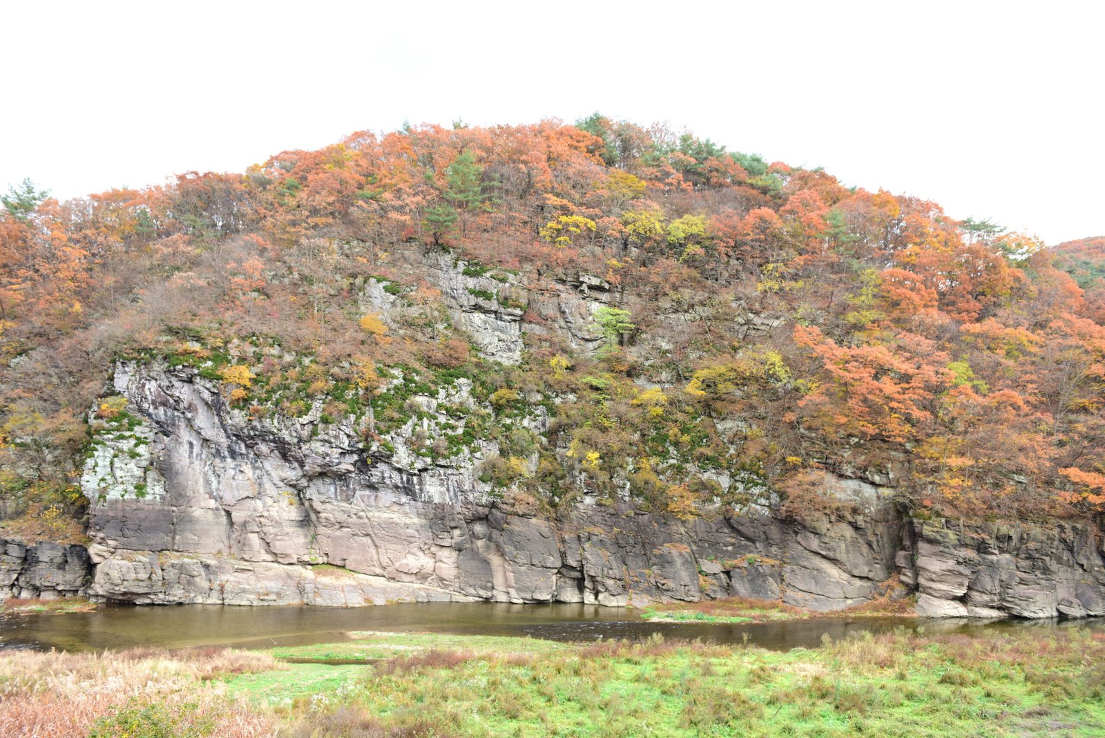 蔚州大谷里盤龜臺岩刻畫所在的大谷川岩壁