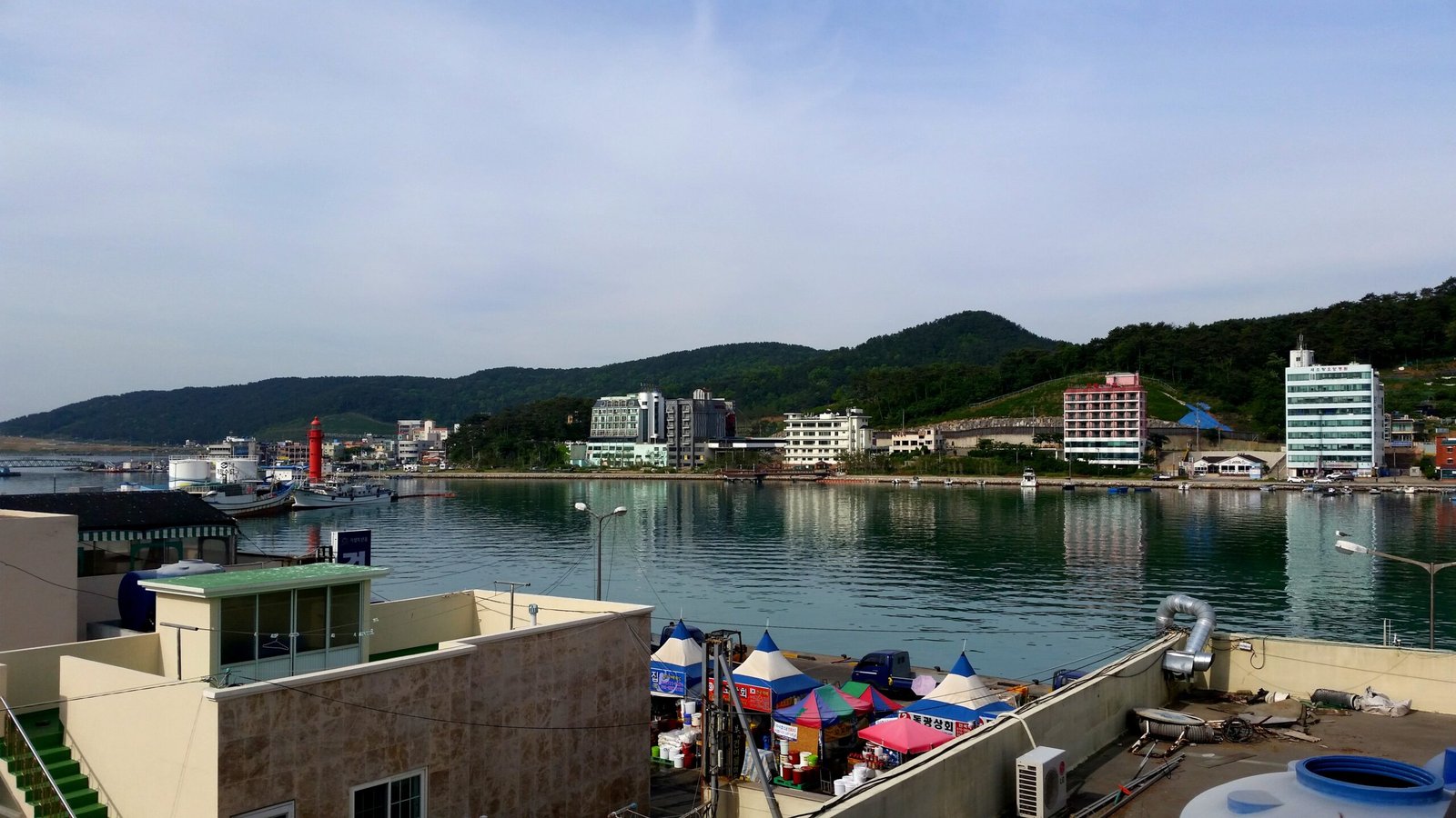 釜山機張大邊港的港灣與漁村